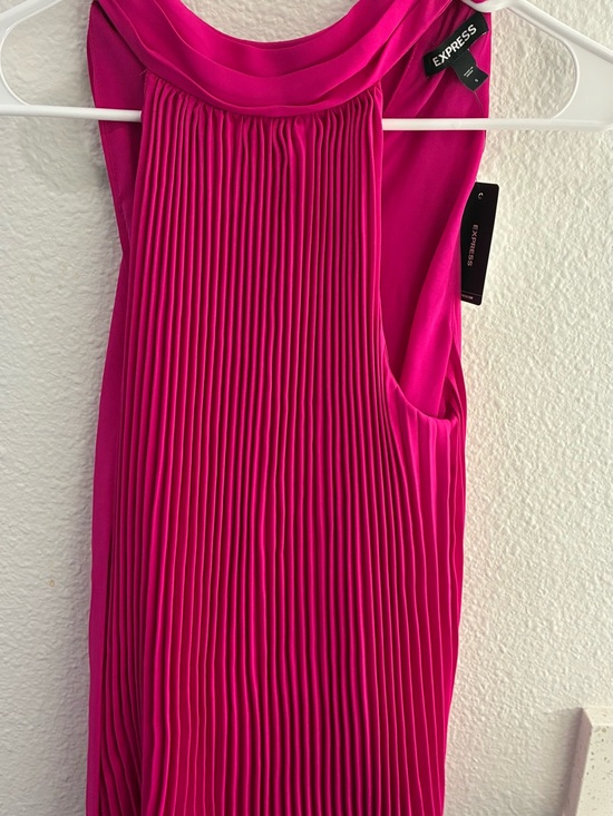 Express Tops - Express Fuchsia Pleated Sleeveless Blouse